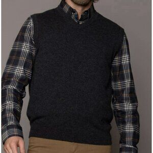 Black Goat 100% Cashmere Sweater Vest Mens Size XXL 2XL Gray V-Neck Pullover